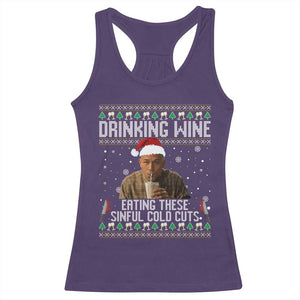 Charlie Hunnam Ed Gein Ugly Christmas Racerback Tank Top Funny Drinking Wine Eating These Sinful Cold Cuts TS10 Purple Print Your Wear
