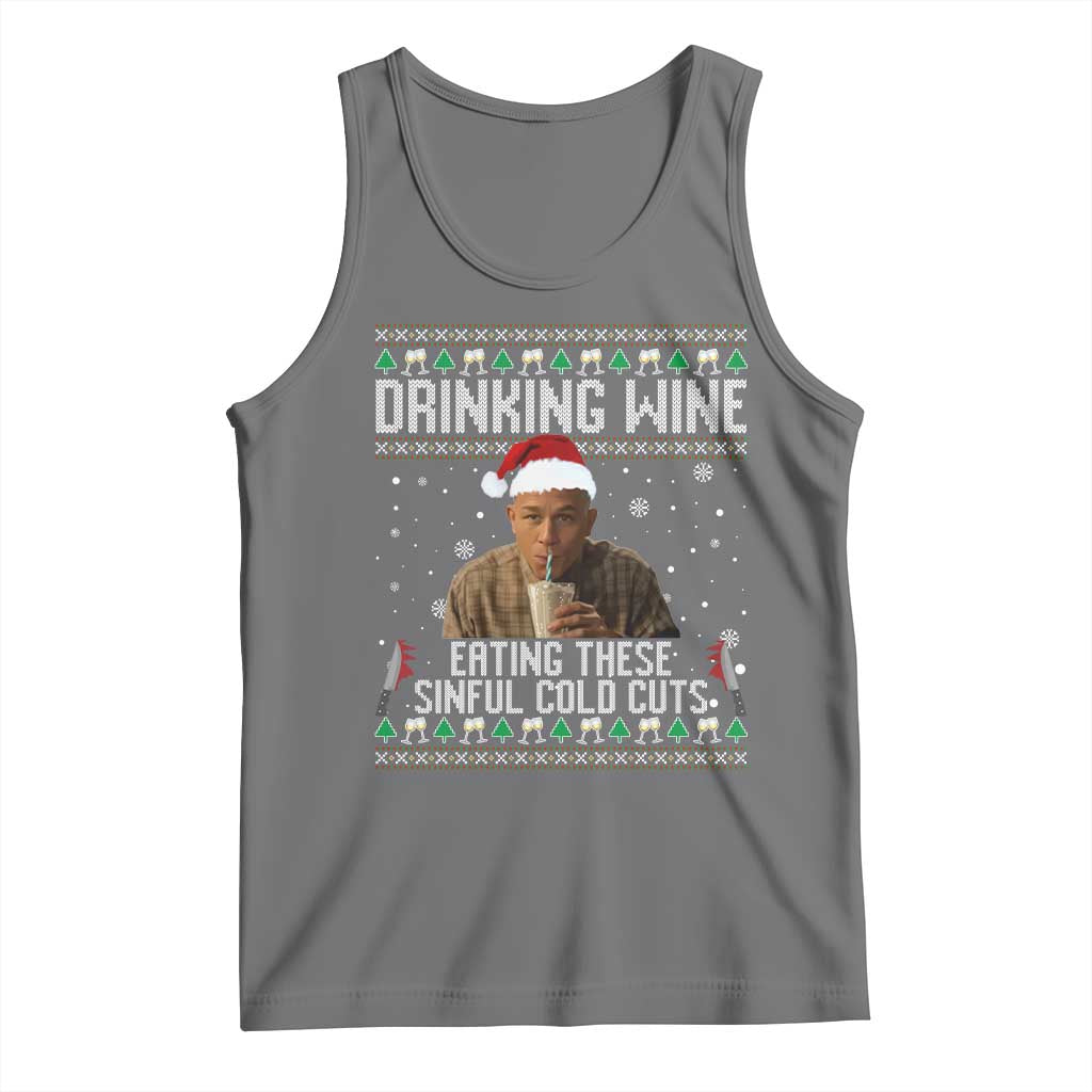 Charlie Hunnam Ed Gein Ugly Christmas Tank Top Funny Drinking Wine Eating These Sinful Cold Cuts TS10 Black Heather Print Your Wear