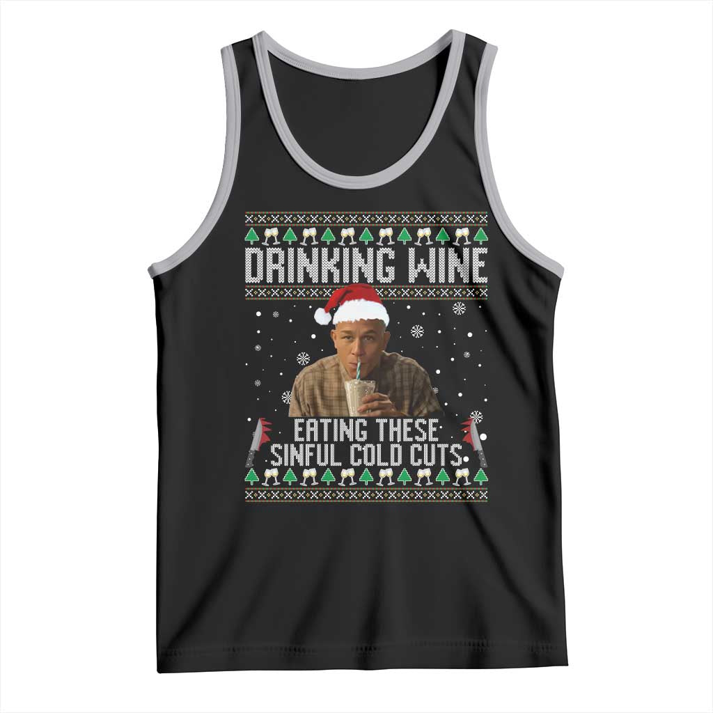 Charlie Hunnam Ed Gein Ugly Christmas Tank Top Funny Drinking Wine Eating These Sinful Cold Cuts TS10 Black Athletic Heather Print Your Wear