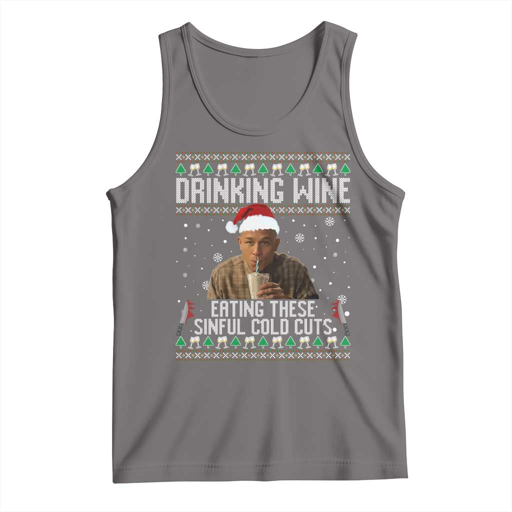 Charlie Hunnam Ed Gein Ugly Christmas Tank Top Funny Drinking Wine Eating These Sinful Cold Cuts TS10 Deep Heather Print Your Wear