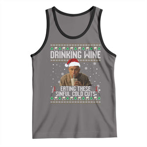 Charlie Hunnam Ed Gein Ugly Christmas Tank Top Funny Drinking Wine Eating These Sinful Cold Cuts TS10 Deep Heather Black Print Your Wear
