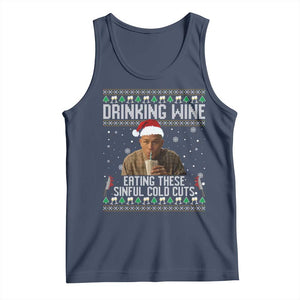 Charlie Hunnam Ed Gein Ugly Christmas Tank Top Funny Drinking Wine Eating These Sinful Cold Cuts TS10 Navy Print Your Wear