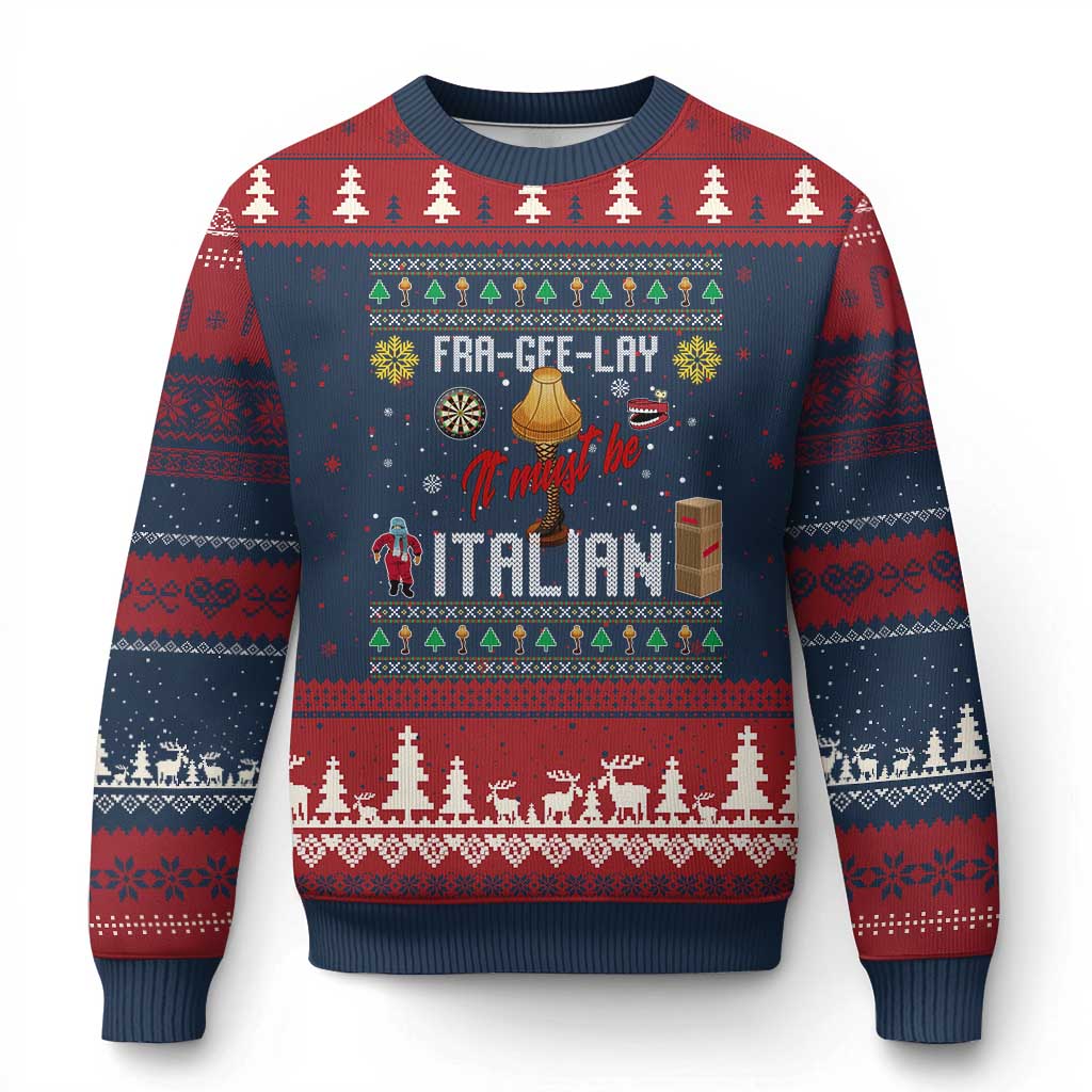 Leg Lamp Xmas Ugly Christmas Sweater Funny Ugly Xmas Fra Gee Lay TS10 Navy Red Print Your Wear