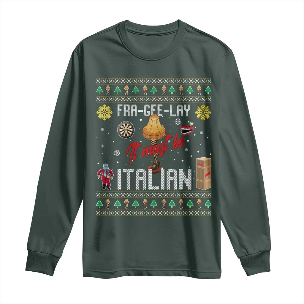 Leg Lamp Christmas Long Sleeve Shirt Funny Ugly Xmas Fra Gee Lay TS10 Dark Forest Green Print Your Wear