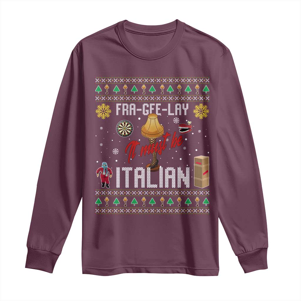 Leg Lamp Christmas Long Sleeve Shirt Funny Ugly Xmas Fra Gee Lay TS10 Maroon Print Your Wear