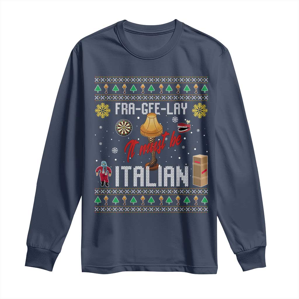 Leg Lamp Christmas Long Sleeve Shirt Funny Ugly Xmas Fra Gee Lay TS10 Navy Print Your Wear