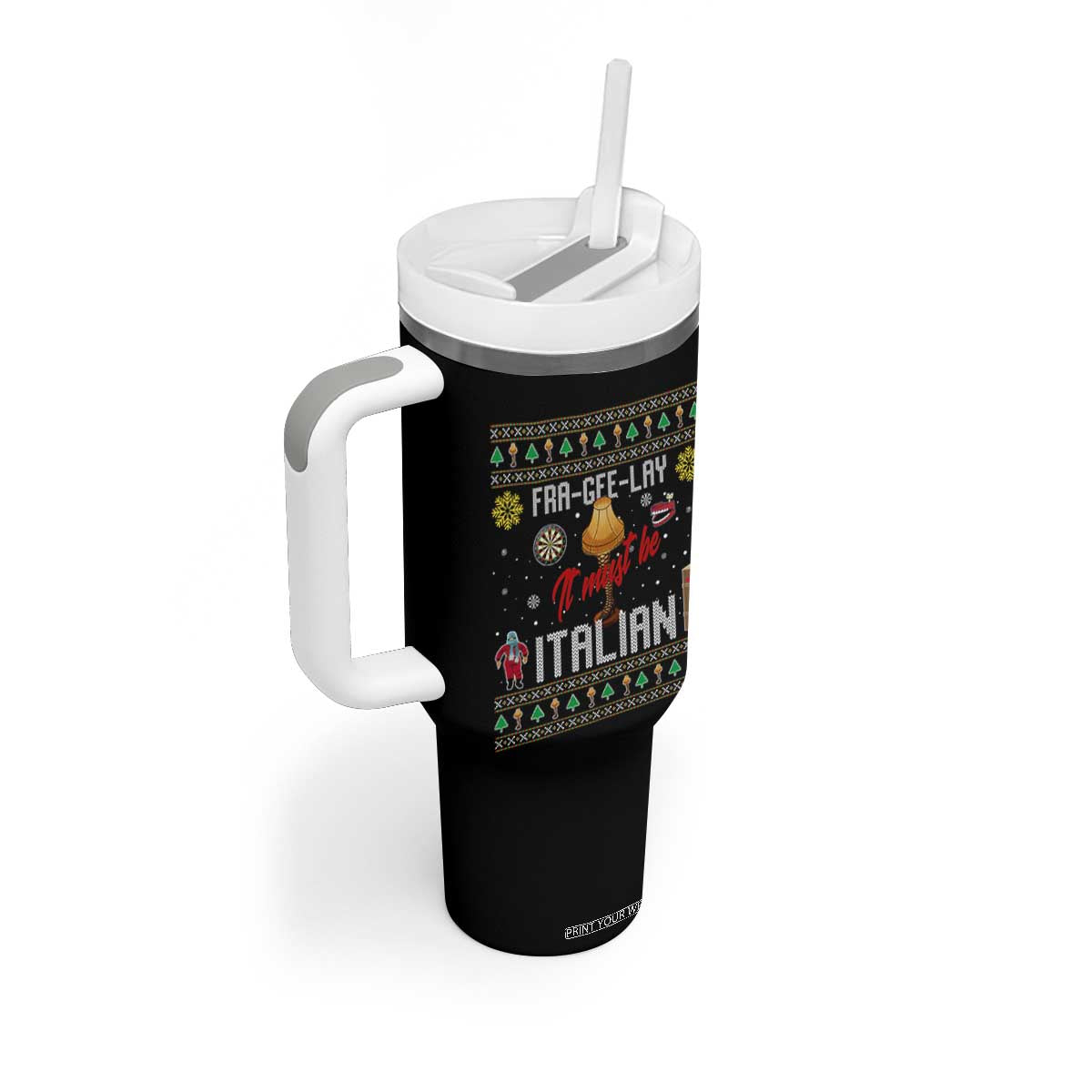 Leg Lamp Christmas Tumbler With Handle Funny Ugly Xmas Fra Gee Lay TS10 Print Your Wear