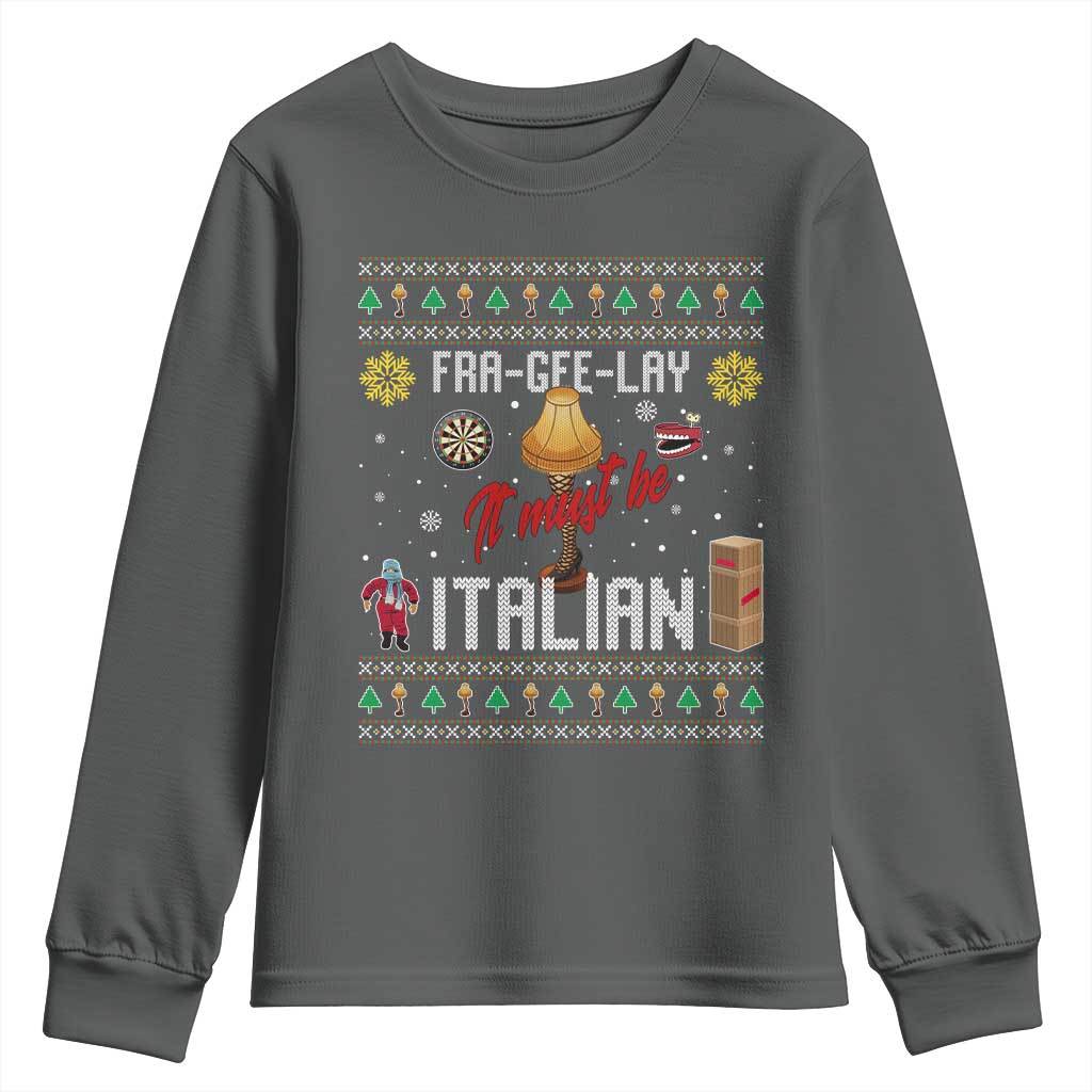 Leg Lamp Christmas Youth Sweatshirt Funny Ugly Xmas Fra Gee Lay TS10 Dark Heather Print Your Wear