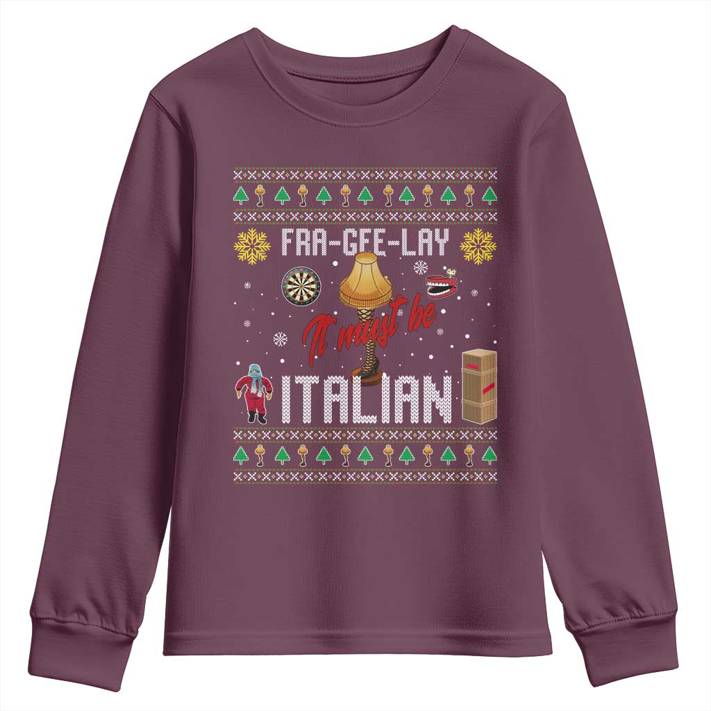 Leg Lamp Christmas Youth Sweatshirt Funny Ugly Xmas Fra Gee Lay TS10 Maroon Print Your Wear