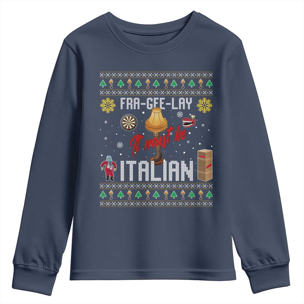 Leg Lamp Christmas Youth Sweatshirt Funny Ugly Xmas Fra Gee Lay TS10 Navy Print Your Wear