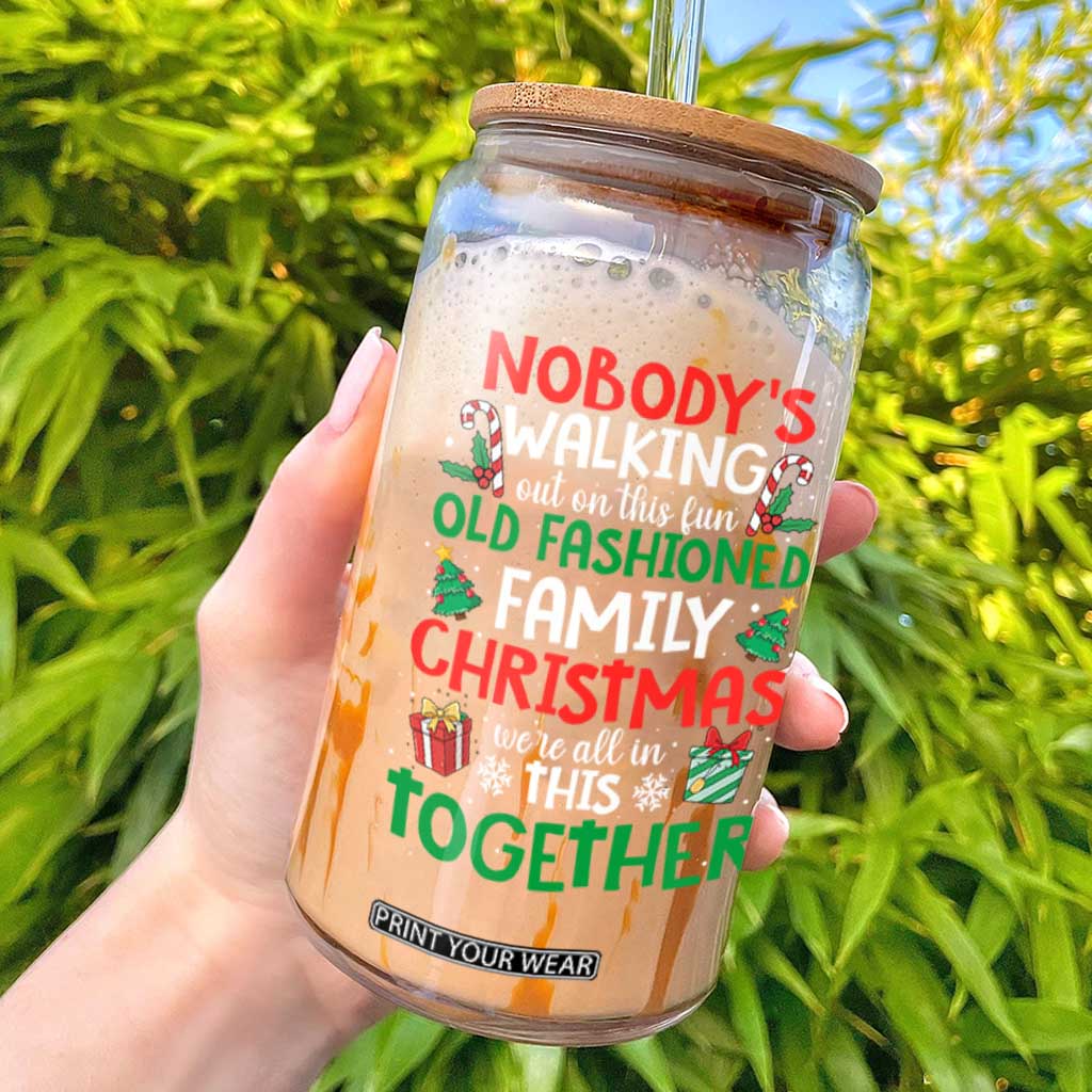 Christmas Family Vacation Glass Can Nobodys Walking Out On This Fun Old Family TS10 Black Print Your Wear