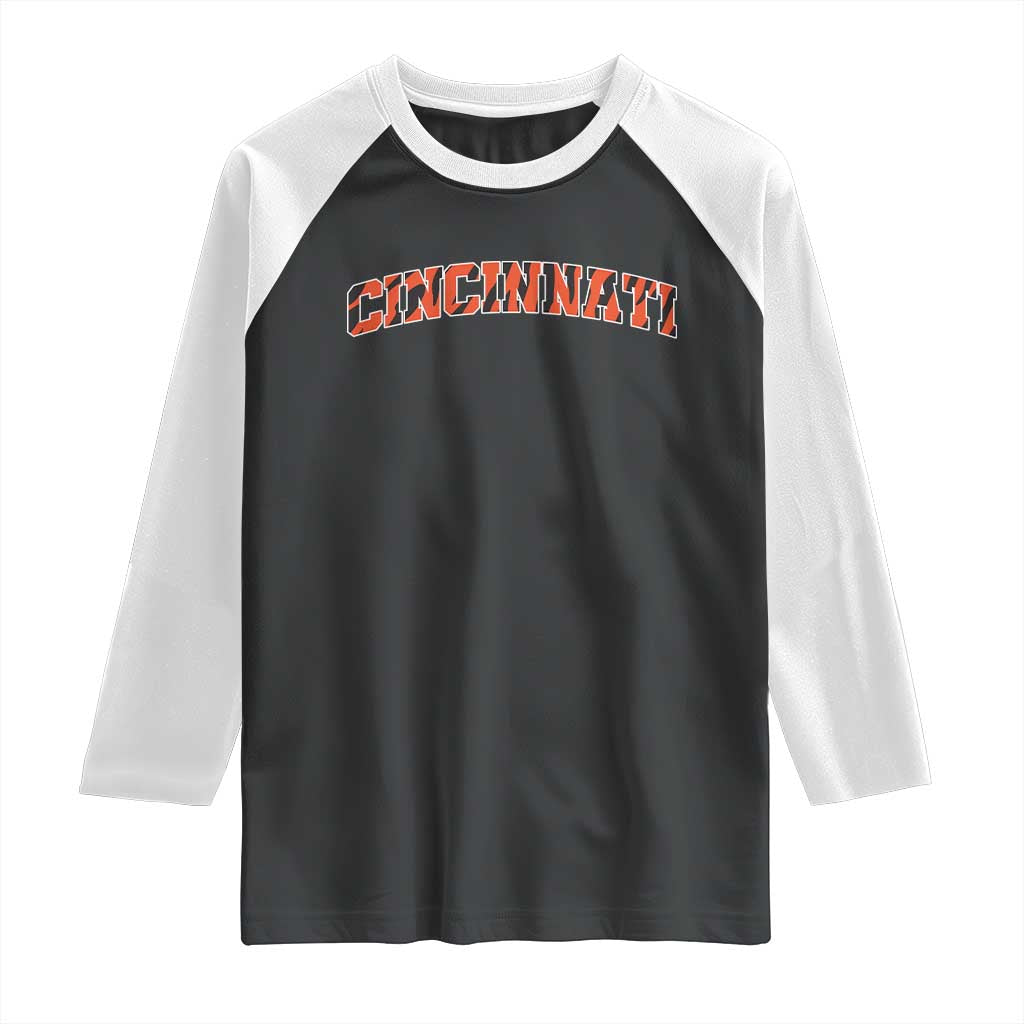 Vintage BFT Football Raglan Shirt Retro Sports Style 80s 90s Cincy Cin City TS10 Black White Print Your Wear