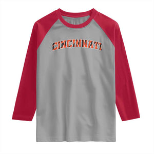 Vintage BFT Football Raglan Shirt Retro Sports Style 80s 90s Cincy Cin City TS10 Sport Gray Red Print Your Wear