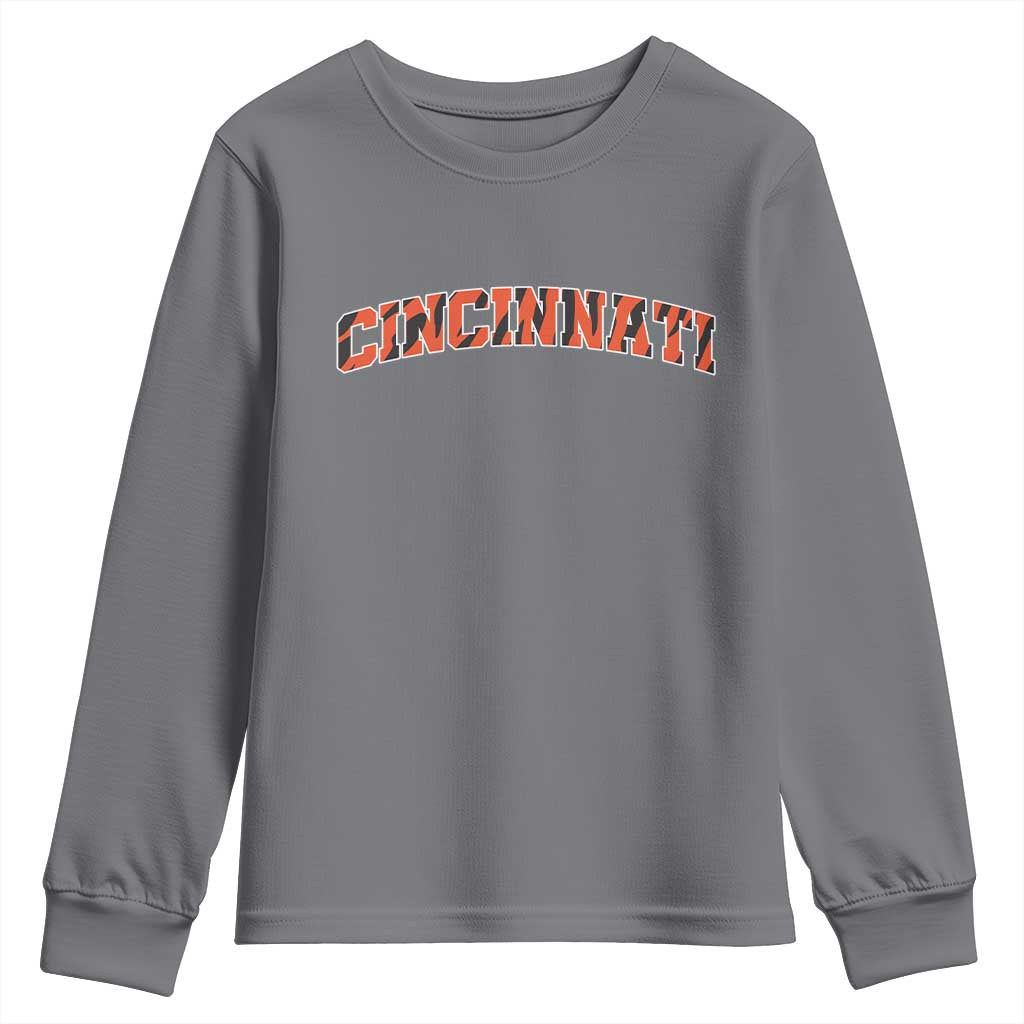Vintage BFT Football Youth Sweatshirt Retro Sports Style 80s 90s Cincy Cin City TS10 Charcoal Print Your Wear