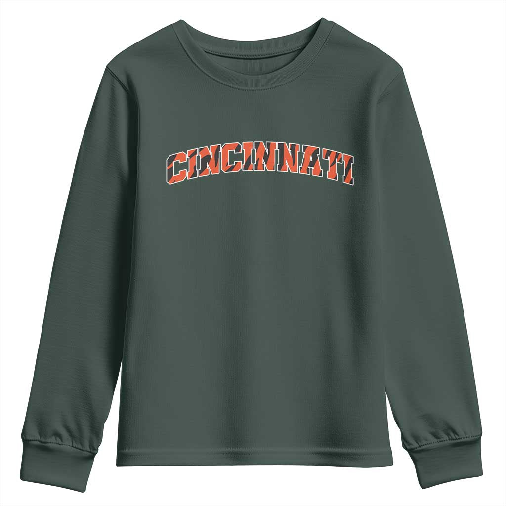Vintage BFT Football Youth Sweatshirt Retro Sports Style 80s 90s Cincy Cin City TS10 Dark Forest Green Print Your Wear