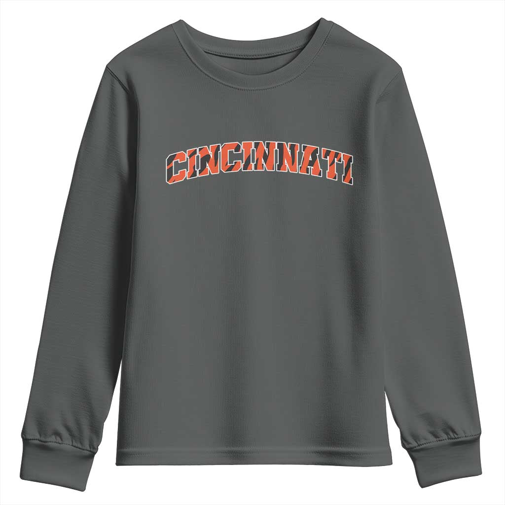 Vintage BFT Football Youth Sweatshirt Retro Sports Style 80s 90s Cincy Cin City TS10 Dark Heather Print Your Wear
