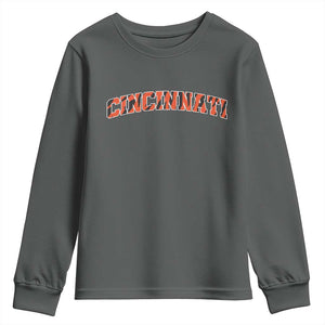 Vintage BFT Football Youth Sweatshirt Retro Sports Style 80s 90s Cincy Cin City TS10 Dark Heather Print Your Wear