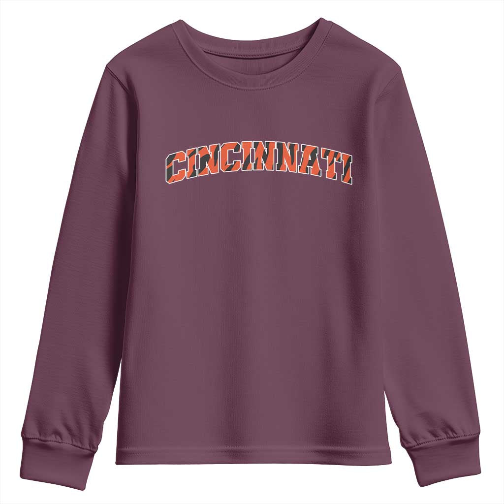 Vintage BFT Football Youth Sweatshirt Retro Sports Style 80s 90s Cincy Cin City TS10 Maroon Print Your Wear