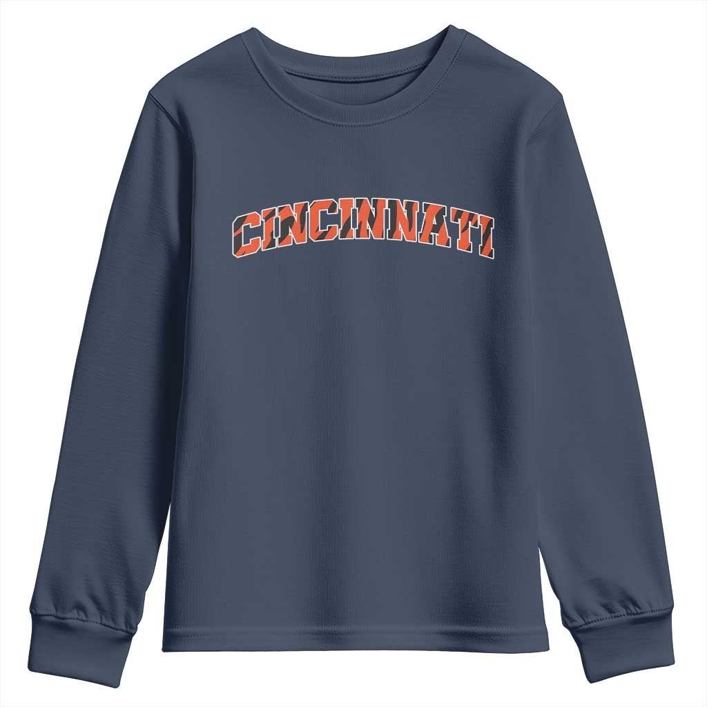 Vintage BFT Football Youth Sweatshirt Retro Sports Style 80s 90s Cincy Cin City TS10 Navy Print Your Wear