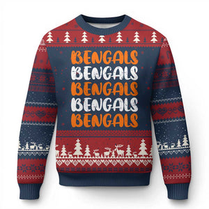 Vintage Bengal Ugly Christmas Sweater Retro Novelty 90s Style TS10 Navy Red Print Your Wear