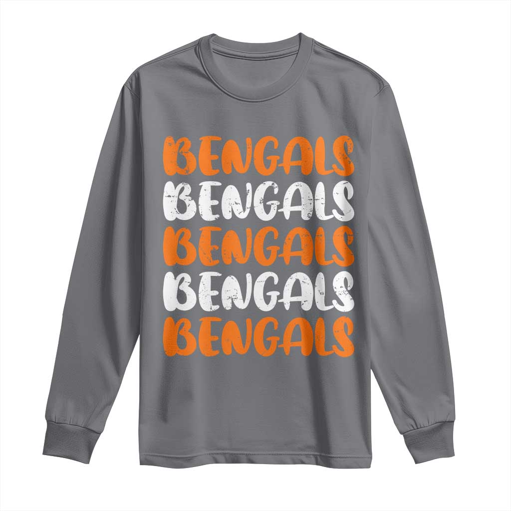 Vintage Bengal Long Sleeve Shirt Retro Novelty 90s Style TS10 Charcoal Print Your Wear