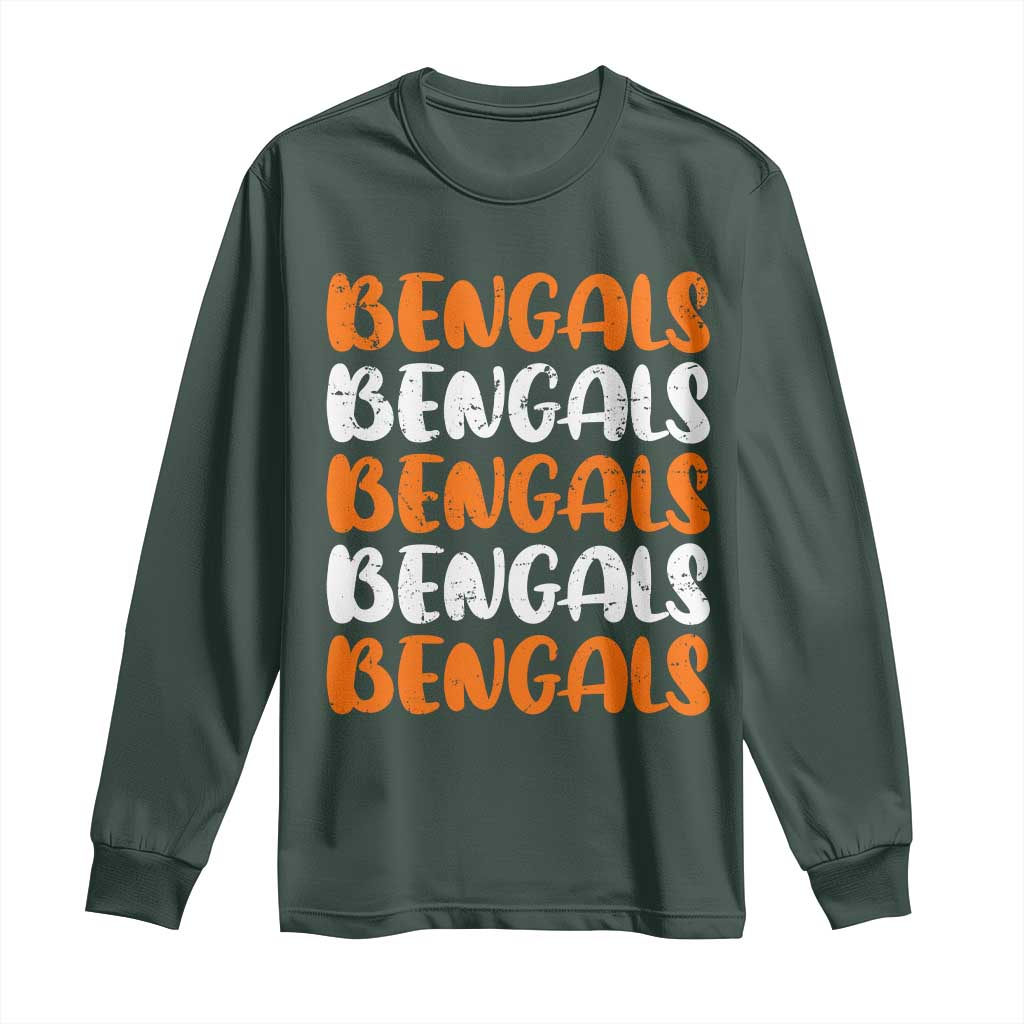 Vintage Bengal Long Sleeve Shirt Retro Novelty 90s Style TS10 Dark Forest Green Print Your Wear