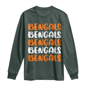Vintage Bengal Long Sleeve Shirt Retro Novelty 90s Style TS10 Dark Forest Green Print Your Wear