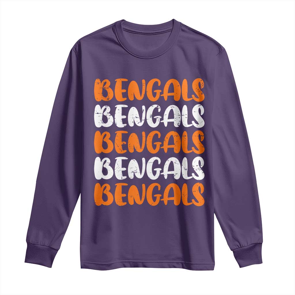 Vintage Bengal Long Sleeve Shirt Retro Novelty 90s Style TS10 Purple Print Your Wear