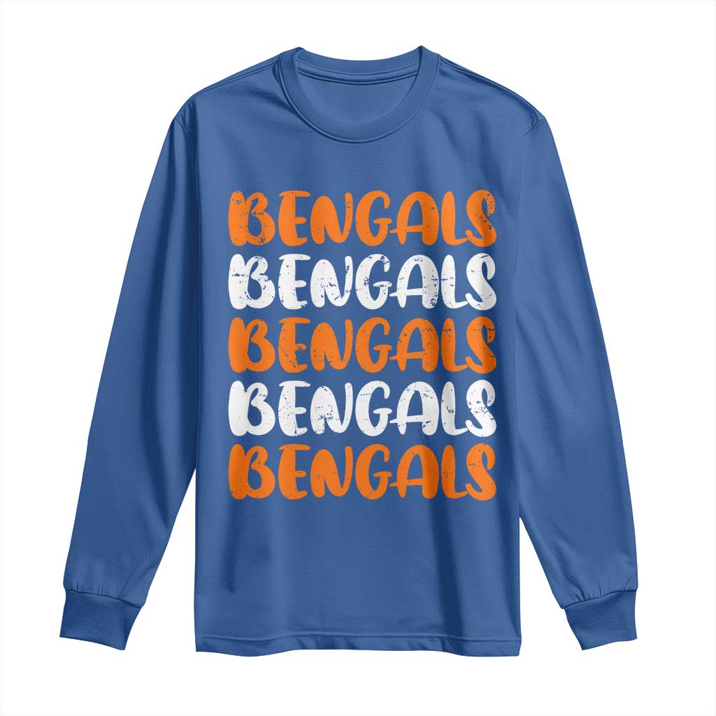 Vintage Bengal Long Sleeve Shirt Retro Novelty 90s Style TS10 Royal Blue Print Your Wear