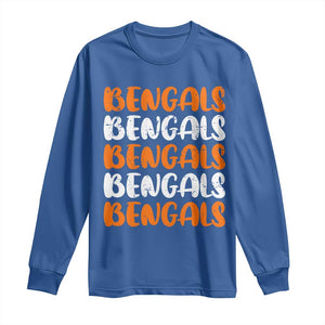 Vintage Bengal Long Sleeve Shirt Retro Novelty 90s Style TS10 Royal Blue Print Your Wear