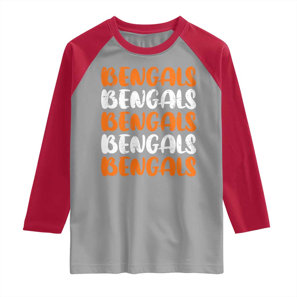 Vintage Bengal Raglan Shirt Retro Novelty 90s Style TS10 Sport Gray Red Print Your Wear