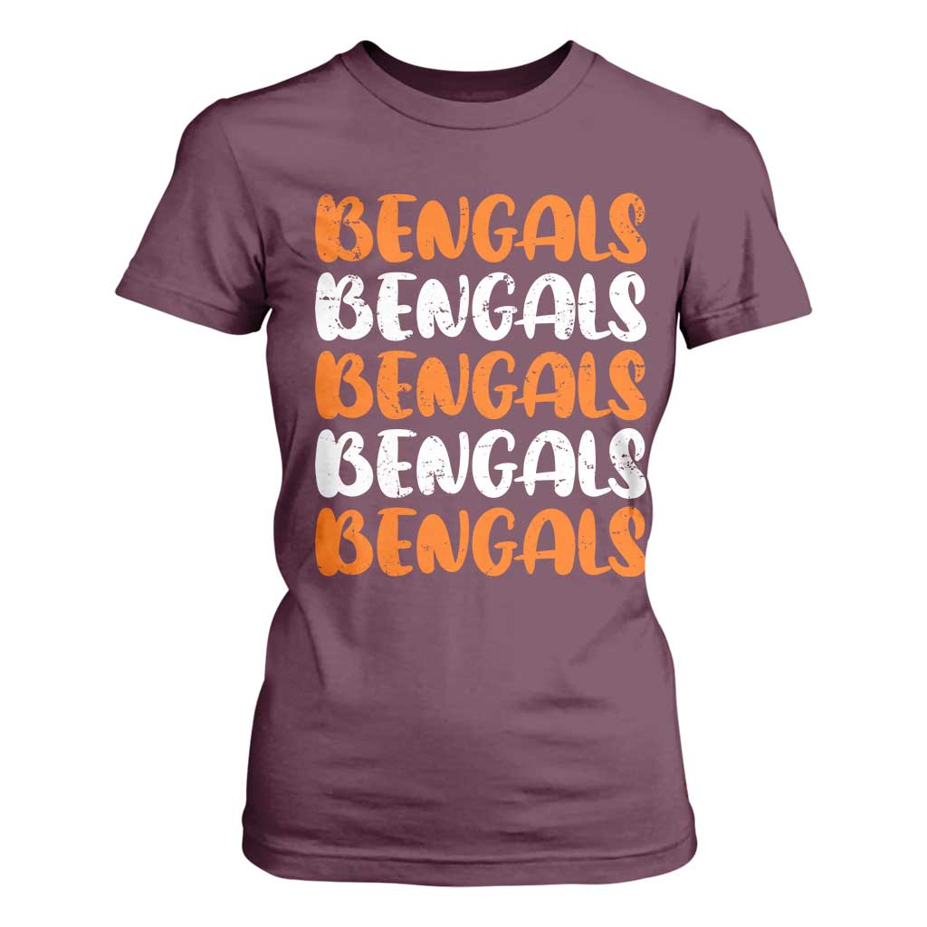 Vintage Bengal T Shirt For Women Retro Novelty 90s Style TS10 Maroon Print Your Wear