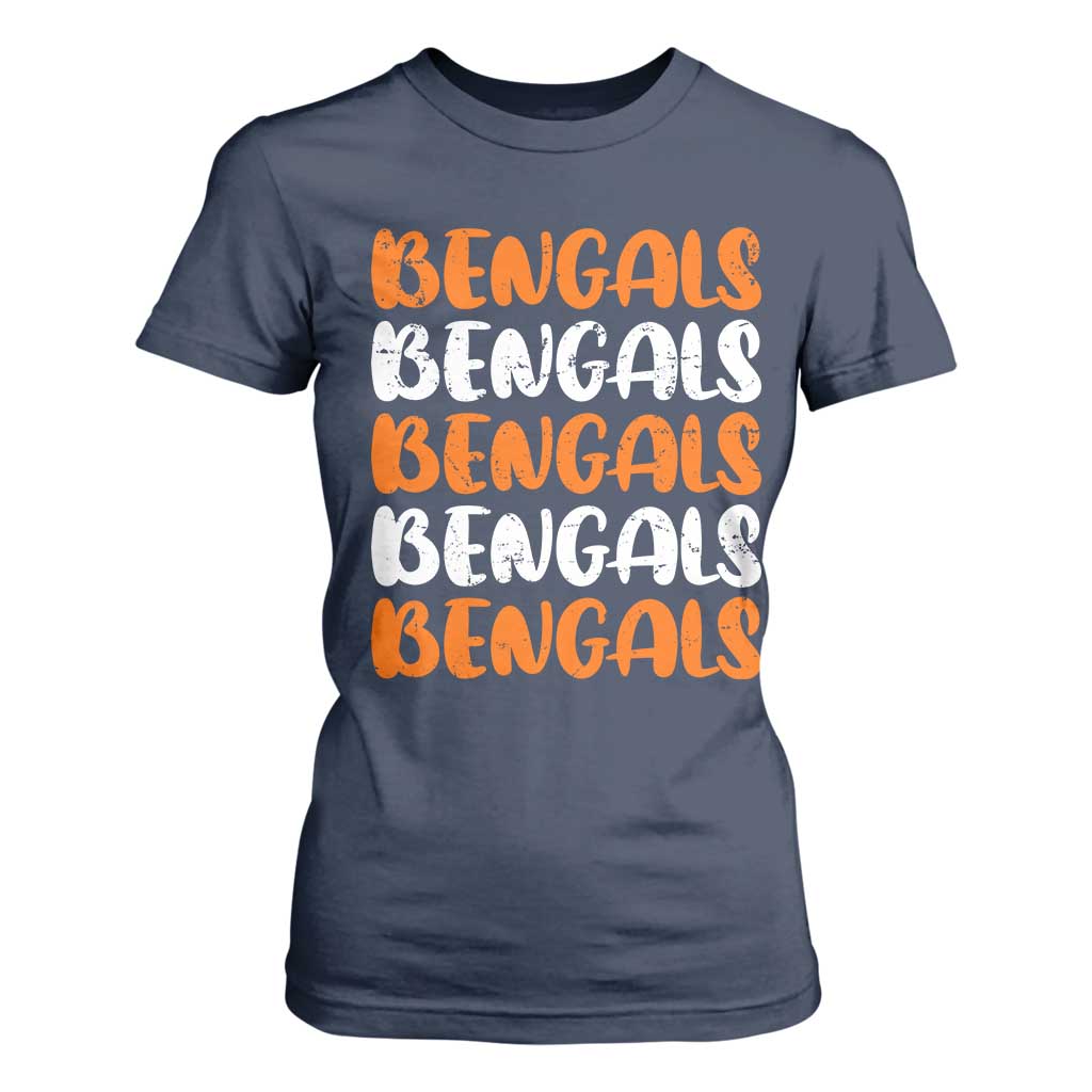 Vintage Bengal T Shirt For Women Retro Novelty 90s Style TS10 Navy Print Your Wear