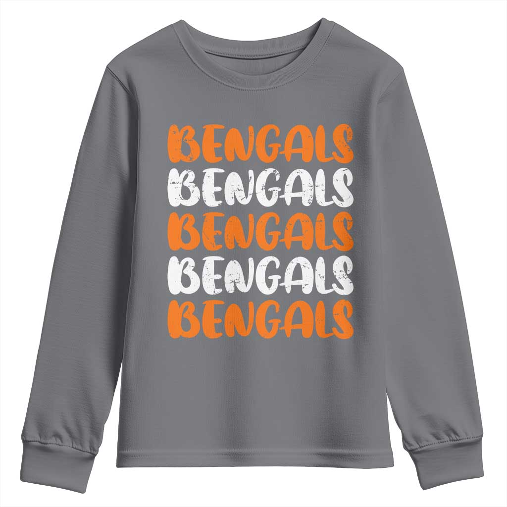 Vintage Bengal Youth Sweatshirt Retro Novelty 90s Style TS10 Charcoal Print Your Wear