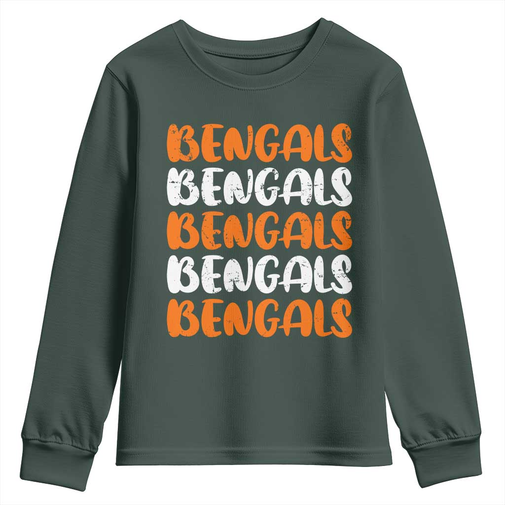 Vintage Bengal Youth Sweatshirt Retro Novelty 90s Style TS10 Dark Forest Green Print Your Wear