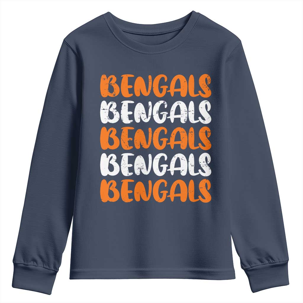 Vintage Bengal Youth Sweatshirt Retro Novelty 90s Style TS10 Navy Print Your Wear