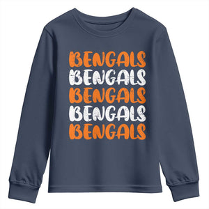 Vintage Bengal Youth Sweatshirt Retro Novelty 90s Style TS10 Navy Print Your Wear