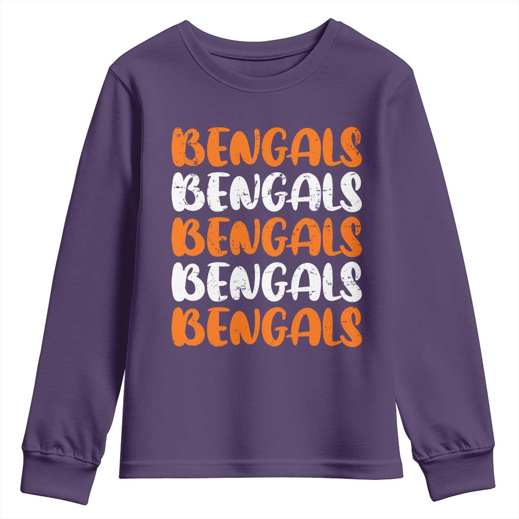 Vintage Bengal Youth Sweatshirt Retro Novelty 90s Style TS10 Purple Print Your Wear