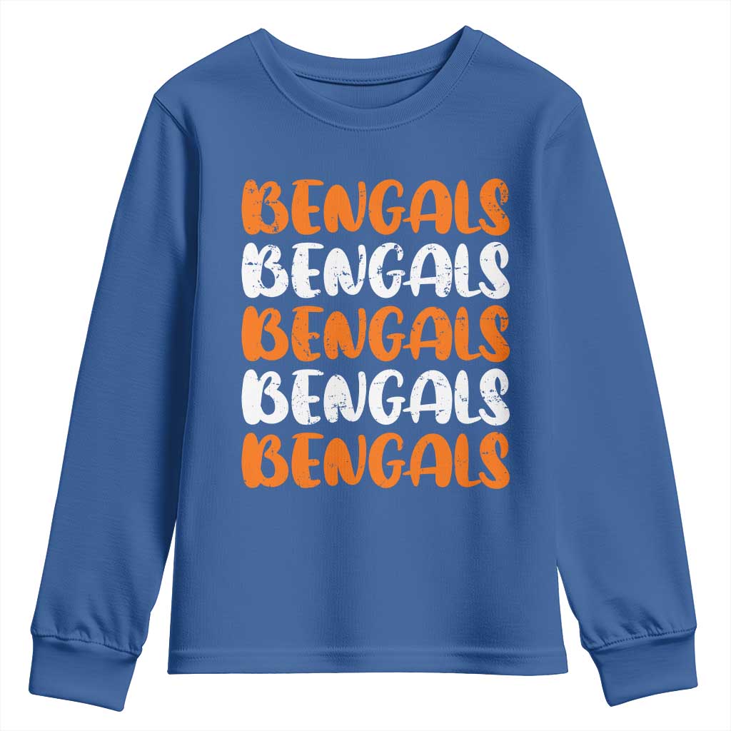 Vintage Bengal Youth Sweatshirt Retro Novelty 90s Style TS10 Royal Blue Print Your Wear