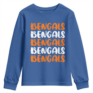 Vintage Bengal Youth Sweatshirt Retro Novelty 90s Style TS10 Royal Blue Print Your Wear