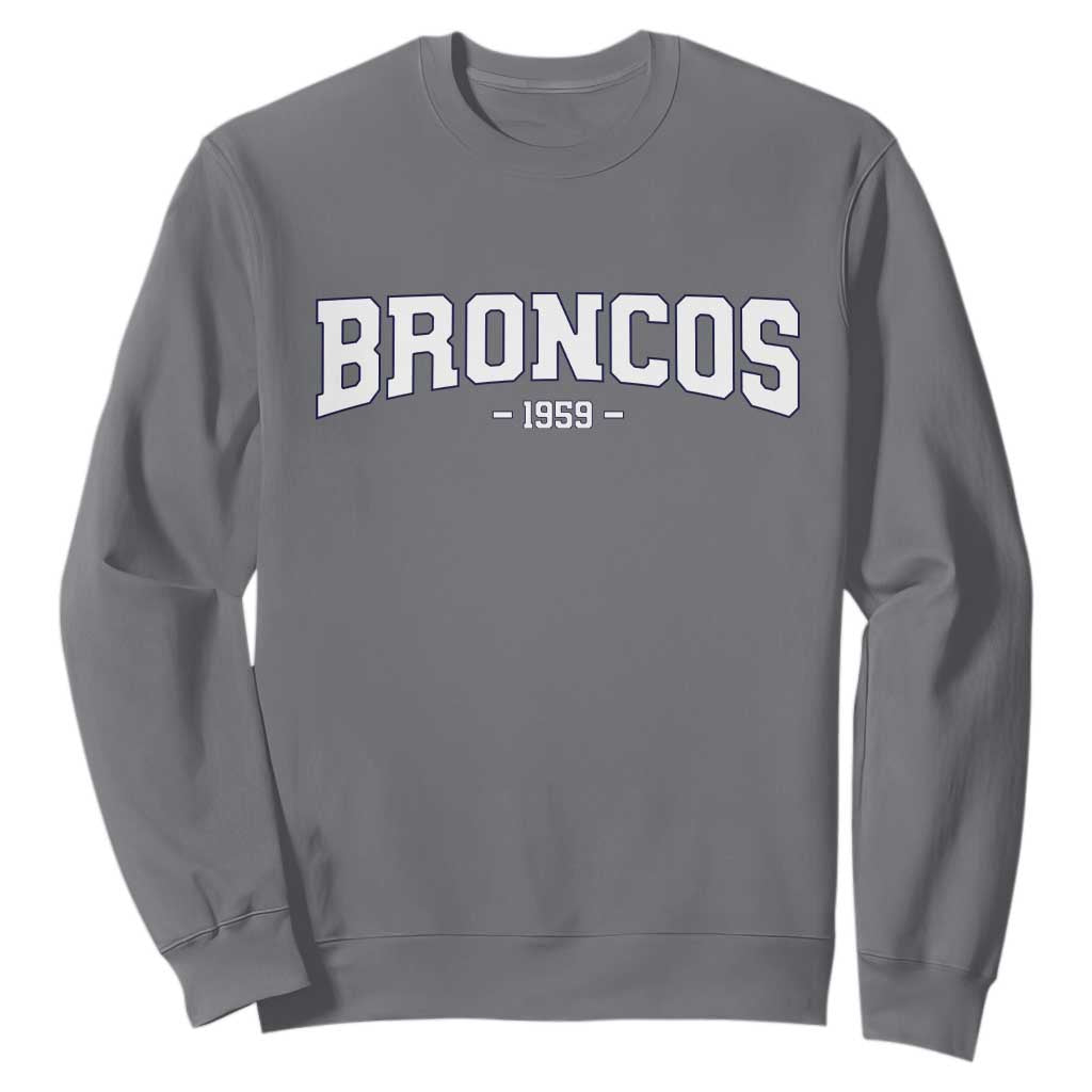 Vintage Broncos Sweatshirt Classic Game Day Print Retro Varsity Football TS10 Charcoal Print Your Wear