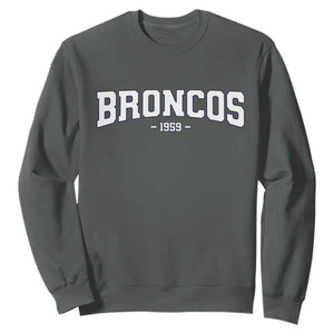 Vintage Broncos Sweatshirt Classic Game Day Print Retro Varsity Football TS10 Dark Heather Print Your Wear