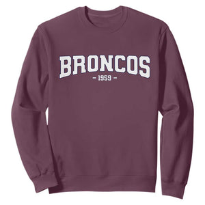 Vintage Broncos Sweatshirt Classic Game Day Print Retro Varsity Football TS10 Maroon Print Your Wear