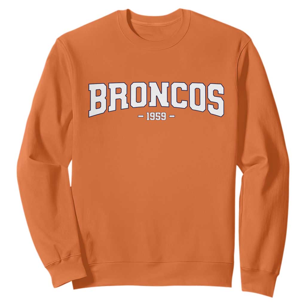 Vintage Broncos Sweatshirt Classic Game Day Print Retro Varsity Football TS10 Orange Print Your Wear