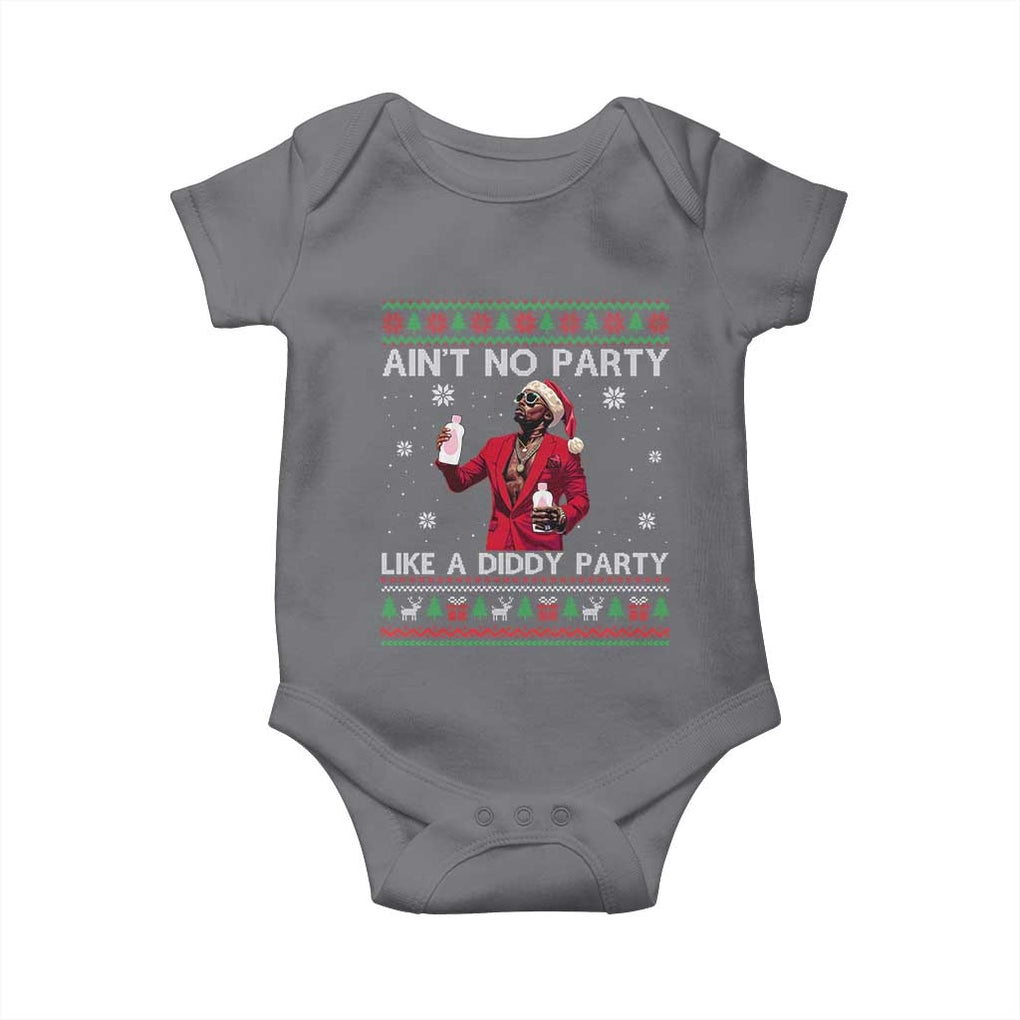 Funny Ugly Christmas Baby Onesie Aint No Party Like A Diddy Party TS10 Charcoal Print Your Wear