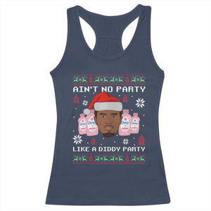 Funny Christmas Racerback Tank Top Ain't No Party Like a Diddy Party Baby Oil Ugly Sweater Gifts TS10 Navy Print Your Wear