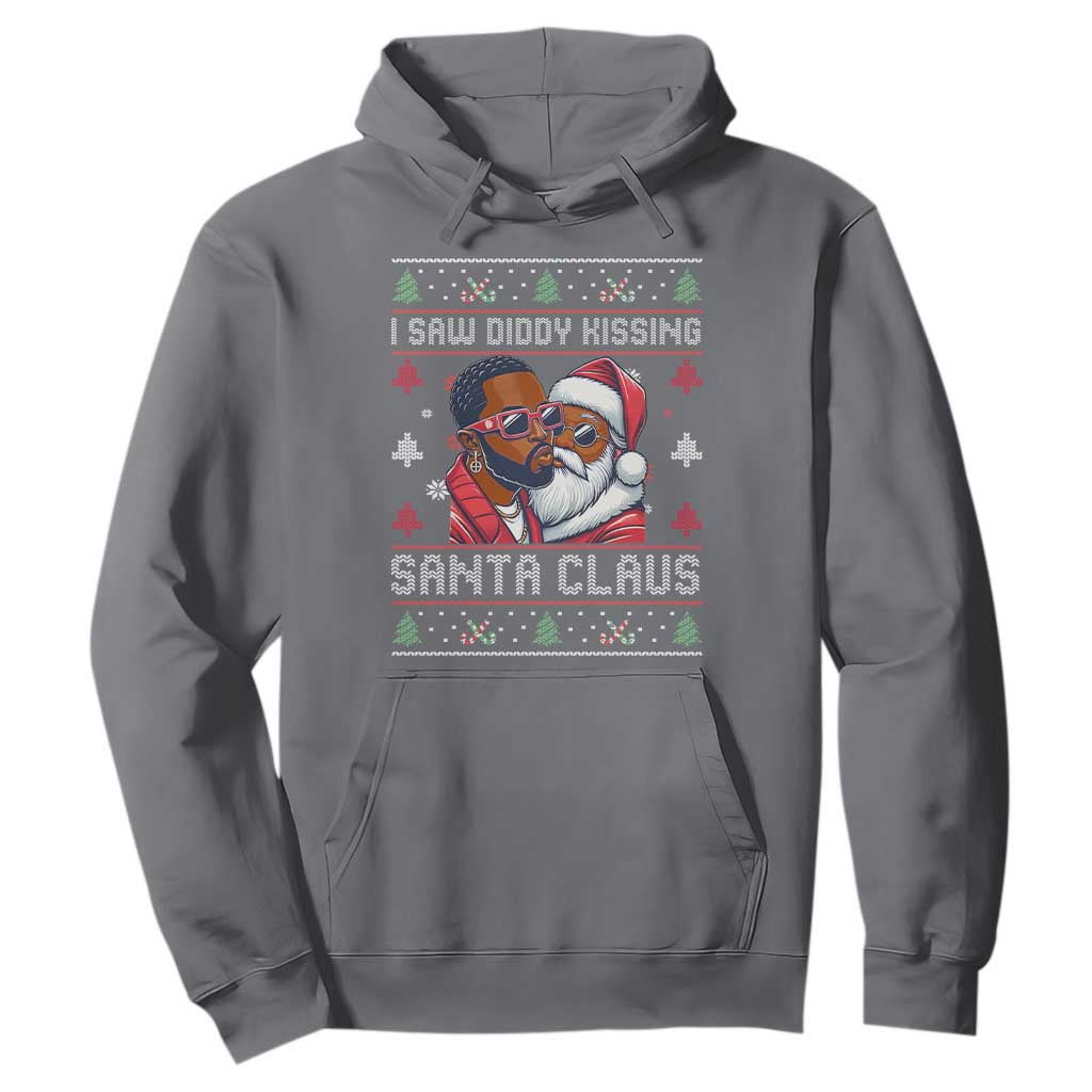 Funny Christmas Hoodie Funy Dirty I Saw Diddy Kissing Santa Claus Ugly Xmas Sweater TS10 Charcoal Print Your Wear