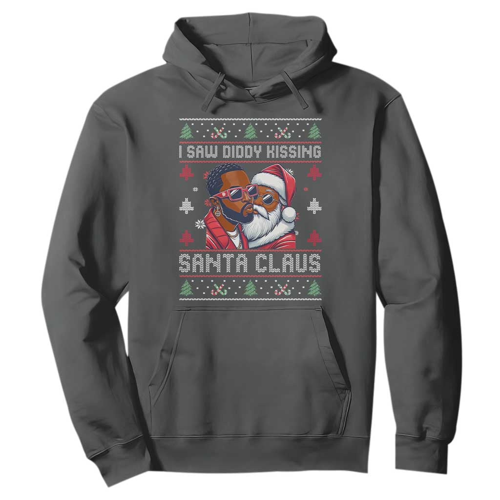 Funny Christmas Hoodie Funy Dirty I Saw Diddy Kissing Santa Claus Ugly Xmas Sweater TS10 Dark Heather Print Your Wear