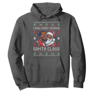 Funny Christmas Hoodie Funy Dirty I Saw Diddy Kissing Santa Claus Ugly Xmas Sweater TS10 Dark Heather Print Your Wear