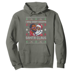 Funny Christmas Hoodie Funy Dirty I Saw Diddy Kissing Santa Claus Ugly Xmas Sweater TS10 Military Green Print Your Wear